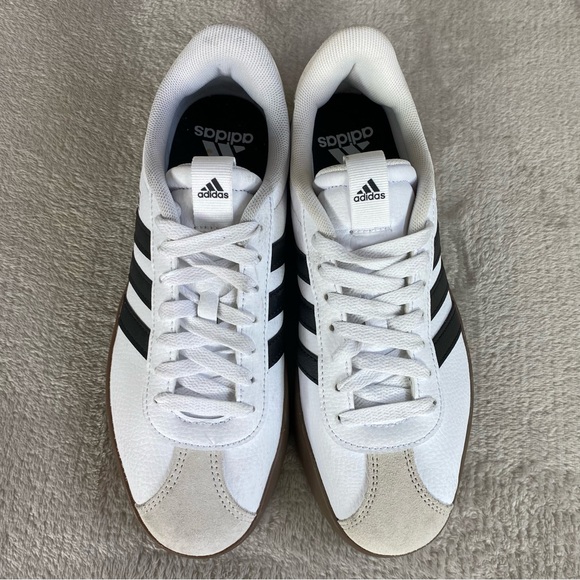 Adidas VL 3.0 Court Shoes Womens Size 7 White Black Classic Sneaker Casual - Picture 9 of 11